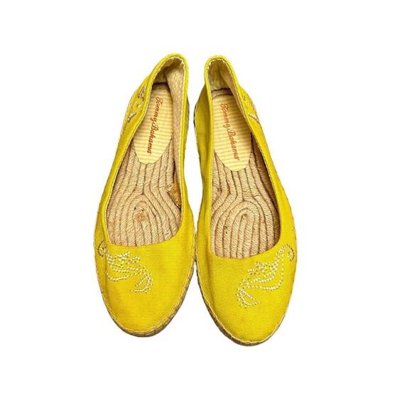Tommy Bahama Espadrilles Yellow Closed Toe Slid On Flats Size 8 Preppy Women’s - Picture 1 of 9